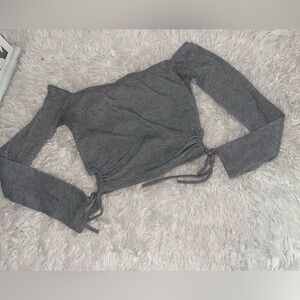 Gray Long Sleeve Crop Top